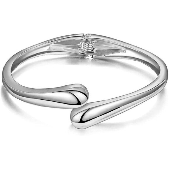 Trendy Silver Bangle bracelet Women teen chunky adjustable twist cuff jewelry - Picture 6 of 8